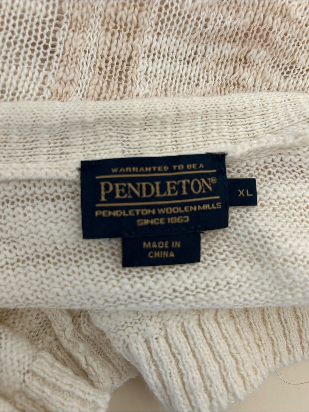 Pendleton Cream V-Neck Button - Picture 5 of 6